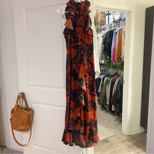 PrettyLittleThing Navy and Orange Floral Maxi Dress